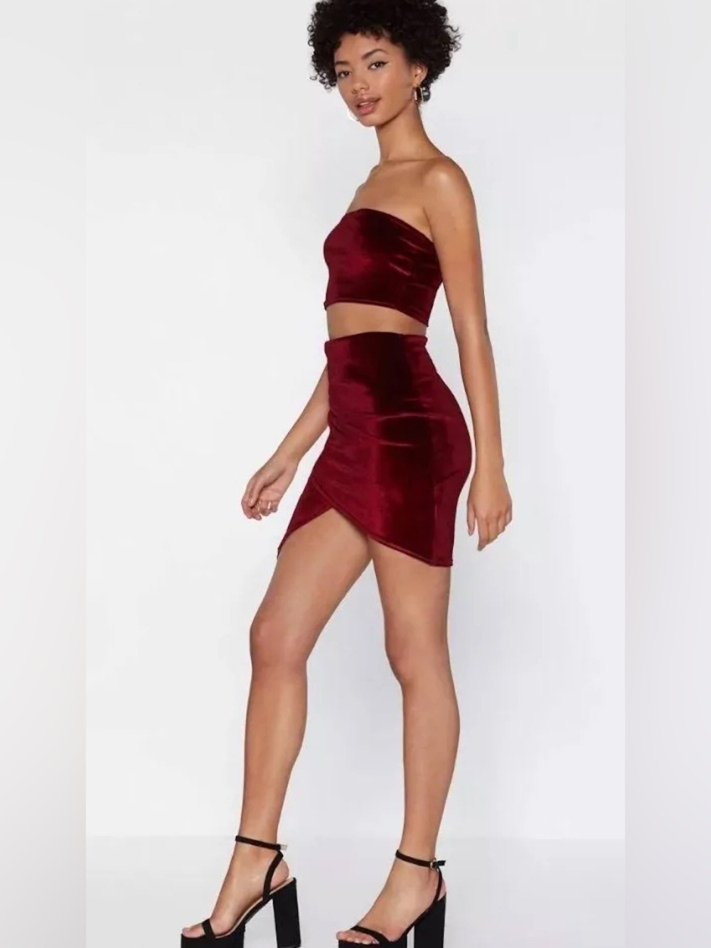 Nasty Gal Red Strapless Two-Piece Bodycon Set